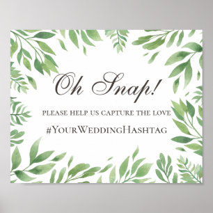 Greenery foliage. Green wedding hashtag instagram Poster