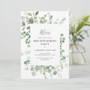 greenery foliage housewarming invitation