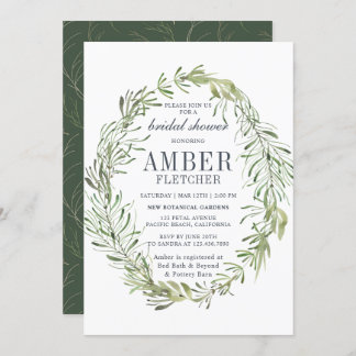 Greenery Foliage Leafy Bridal Shower Invitation