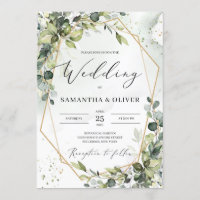 Greenery foliage leaves gold geometric wedding
