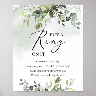 Greenery foliage leaves put a ring on it game sign