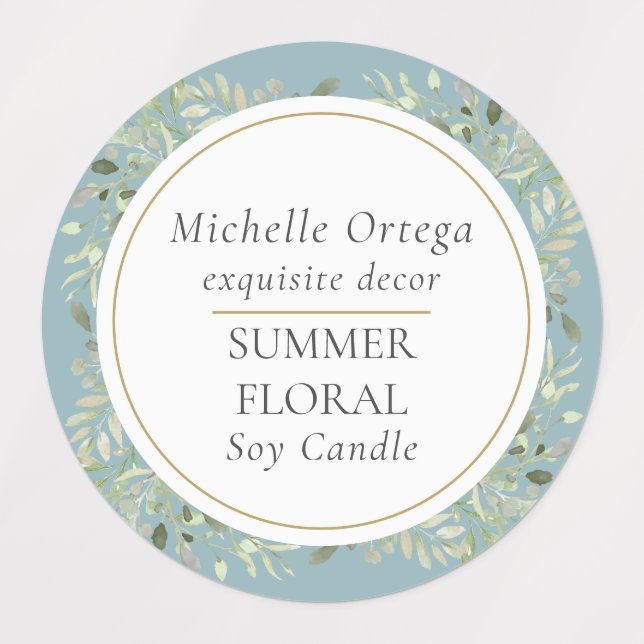 Greenery Foliage Modern Elegant Gold Circle (Design 1)