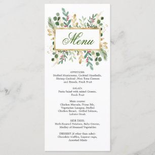 Greenery Foliage Red Berry Wedding Christmas Menu