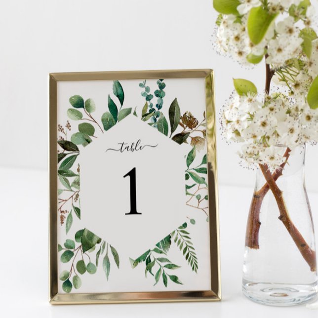 Greenery Foliage Table 1 Wedding Table Number (Creator Uploaded)