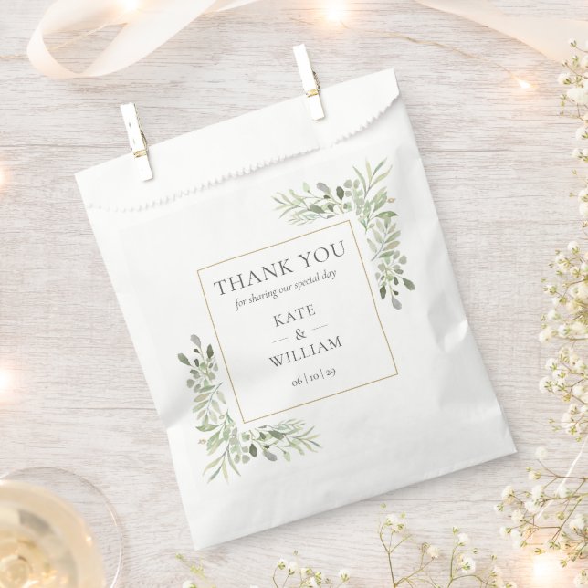 Greenery Foliage Thank You Favour Bag (Clipped)