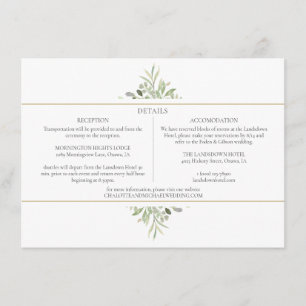 Greenery Foliage Wedding Details Information Enclosure Card