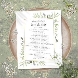 Greenery Foliage Wedding Schedule Timeline