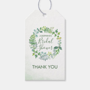 Greenery Foliage Wreath Bridal Shower Favour Gift Tags