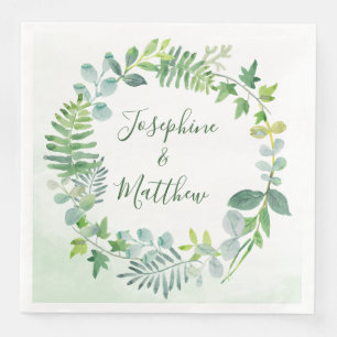 Greenery Foliage Wreath Wedding Napkin