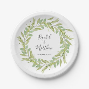 Greenery Foliage Wreath Wedding Paper Plate
