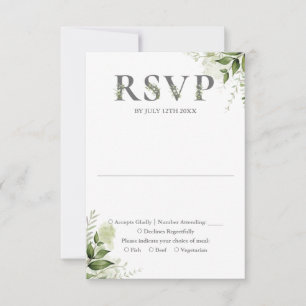 Greenery Foral Typography Wedding RSVP Card