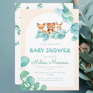 Greenery Forest Animals Baby Shower Invitation