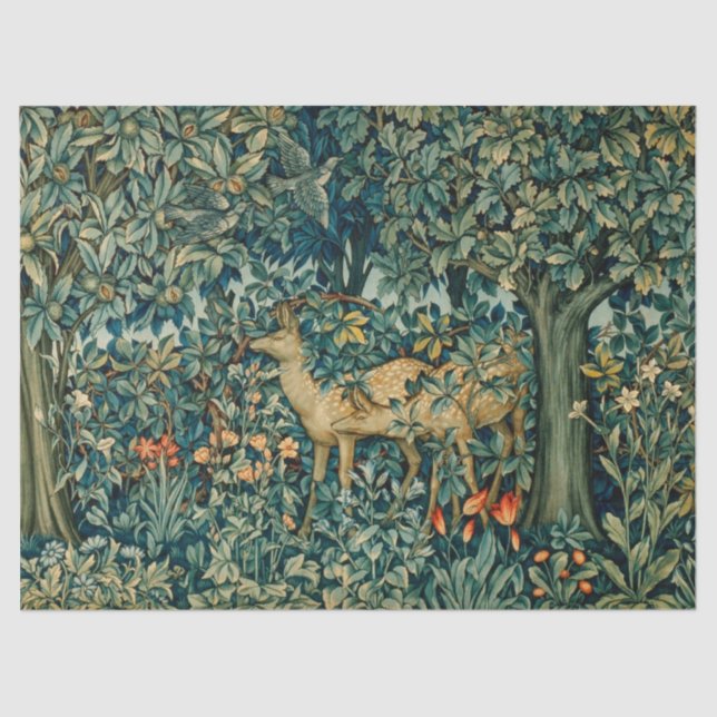 GREENERY,FOREST ANIMALS DOES Floral Christmas   Tissue Paper (Front)