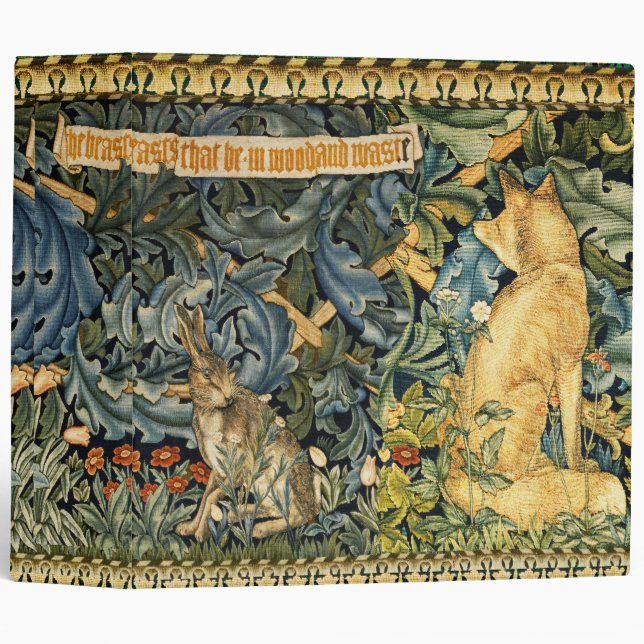 GREENERY,FOREST ANIMALS,FOX AND HARE,GREEN FLORAL BINDER (Front/Spine)
