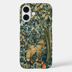 GREENERY,FOREST ANIMALS Fox ,Pheasant,Green Floral iPhone 16 Case