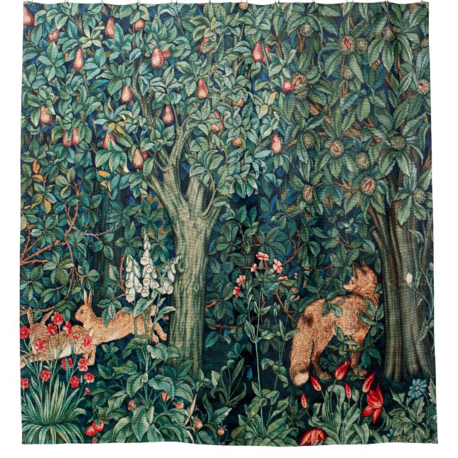 GREENERY,FOREST ANIMALS Hares ,Fox,Green Floral (Front)