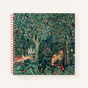GREENERY,FOREST ANIMALS Hares ,Fox,Green Floral Notebook
