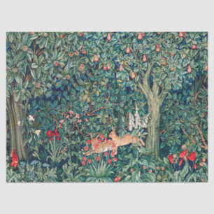 GREENERY,FOREST ANIMALS Hares ,Green Floral Tissue Paper