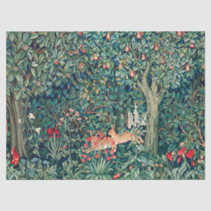 GREENERY,FOREST ANIMALS Hares ,Green Floral Tissue Paper