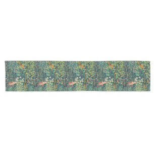 GREENERY FOREST ANIMALS Hares,Pheasant,Floral  Short Table Runner