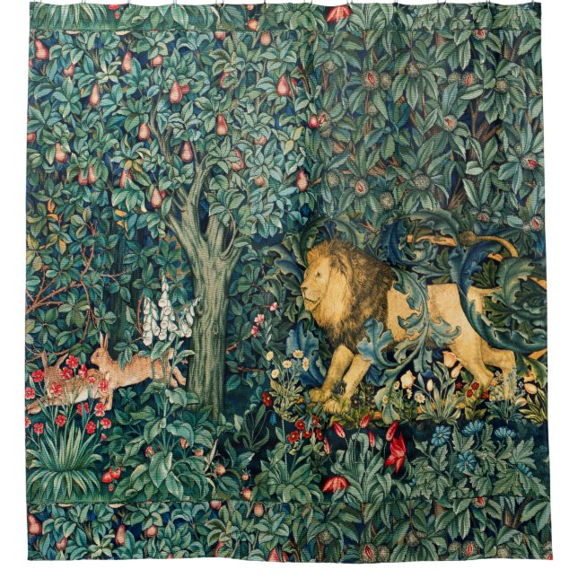 GREENERY,FOREST ANIMALS Lion and Hares Floral  (Front)