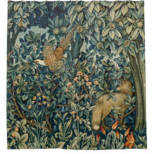 GREENERY,FOREST ANIMALS Pheasant ,Fox,Green Floral