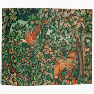 GREENERY,FOREST ANIMALS Pheasant ,Fox,Green Floral Binder