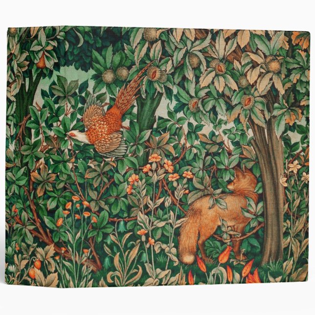 GREENERY,FOREST ANIMALS Pheasant ,Fox,Green Floral Binder (Front/Spine)