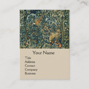 GREENERY,FOREST ANIMALS Pheasant ,Fox,Green Floral Business Card