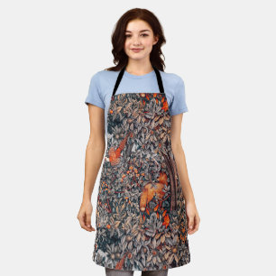 GREENERY,FOREST ANIMALS Pheasant ,Red Fox,Leaves Apron