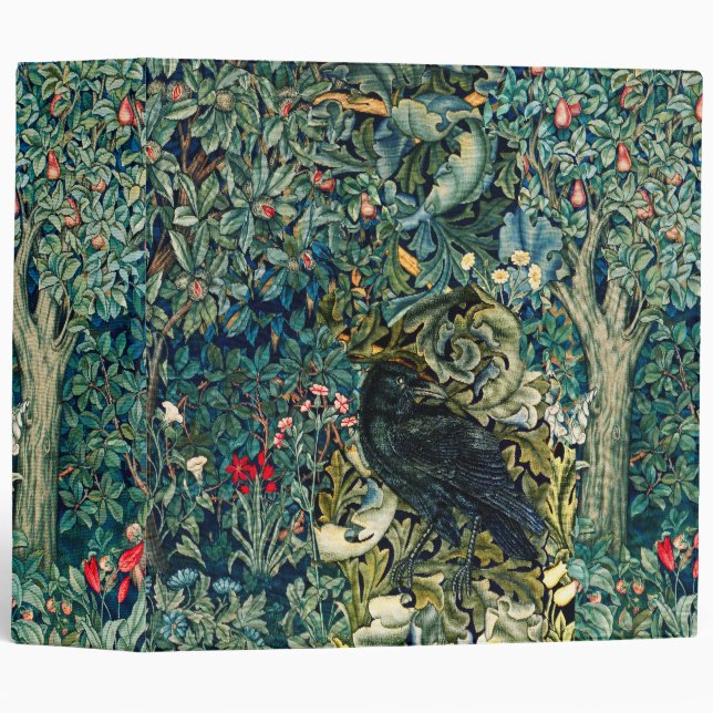 GREENERY, FOREST ANIMALS ,RAVEN IN GREEN FLORAL BINDER (Front/Spine)