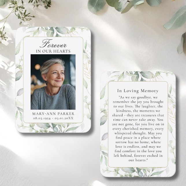 Greenery Forever In Our Hearts Photo Prayer Cards (Greenery Forever In Our Hearts Photo Prayer Cards)