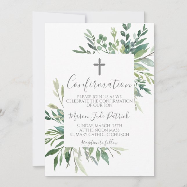 Greenery Frame Confirmation Invitation (Front)