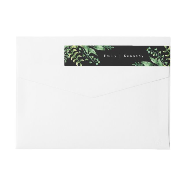 Greenery Fresh Leaf Modern Wedding Wrap Around Label (Back)
