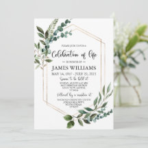 Greenery Funeral Celebration of life Invitation