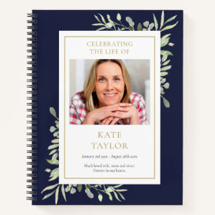 Greenery Funeral Memorial Celebration Guestbook Notebook