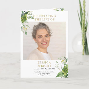 Greenery Funeral Memorial Order Of Service Folded Program