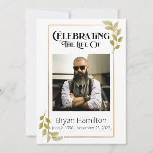 Greenery Funeral Memorial Order Of Service Program