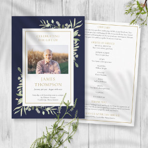 Greenery Funeral Memorial Order Of Service Program