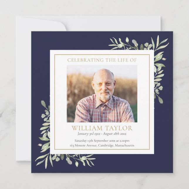 Greenery Funeral Memorial Order Of Service Program (Front)