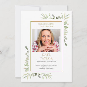 Greenery Funeral Memorial Order Of Service Program