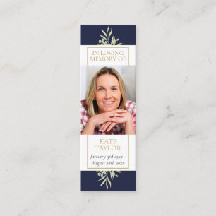 Greenery Funeral Memorial Poem Photo Bookmark Mini Business Card