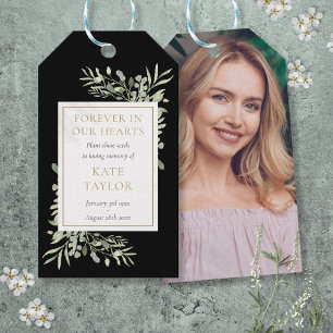 Greenery Funeral Memorial Seed Packet Photo Gift Tags