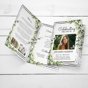 Greenery Funeral, Order of Service Folded Program