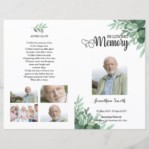 Greenery Funeral Program Template
