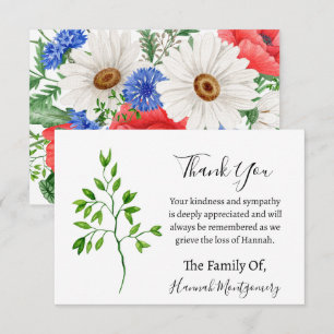 Greenery Funeral Sympathy Thank You Card