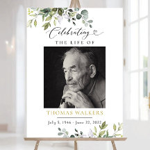 Greenery Funeral Welcome Sign, Printable Botanical