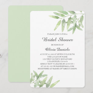 Greenery garden. Bridal Shower with olive branches Invitation