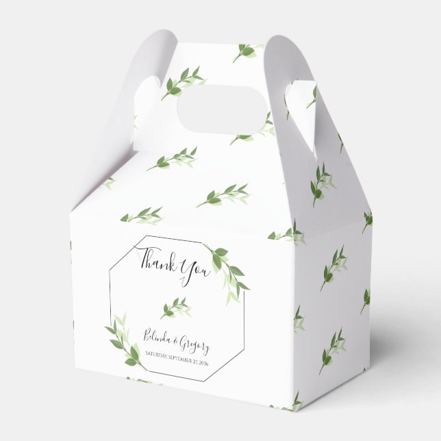 Greenery Garden Leaves Frame Wedding Favor Box (Front Side)