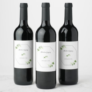 Greenery Garden Leaves Frame Wedding Wine Label